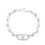 925 Streling Silver Belcher Bracelet Gucci Plain and Stone Set Links - 15.50 mm - Image 3