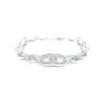 925 Streling Silver Belcher Bracelet Gucci Plain and Stone Set Links - 15.50 mm - Image 2