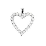18k White Gold Large Lab Grown Diamond Thorn Claw Set Heart Pendant - 2.14 ct