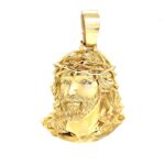 14k Yellow Gold Plain and Detailed Jesus Pendant