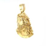 14k Yellow Gold Plain and Detailed Jesus Pendant - Image 2