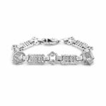925 Sterling Silver Patterned Stars and Bars Bracelet - 13 mm