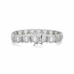 925 Sterling Silver Round Cluster Tennis Bracelet - 12 mm - Image 2