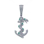 925 Sterling Silver Snake Anchor Pendant - 65 x 25 mm