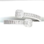 925 Sterling Silver Cross Over Baguette Bangle - 10x6 mm - Image 2