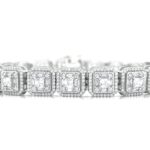 925 Sterling Silver Square Cluster Tennis Bracelet - 10 mm - Image 2