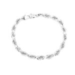 9k White Gold Solid Diamond Cut Rope Bracelet - 6 mm - Image 2