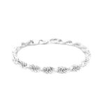 9k White Gold Solid Diamond Cut Rope Bracelet - 6 mm