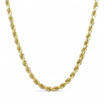 4.5 mm wide Diamond cut rope chain solid for men and women.