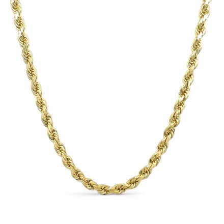 4.5 mm wide Diamond cut rope chain solid for men and women.
