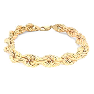 Beautiful Italian Rope bracelets, 10.50 mm wide with a safety lobster clasp. The bracelet is semi-solid and very practical for everyday use. We have the matching chain to match as well. All our jewellery are hallmarked in a UK assay office for authenticity purposes