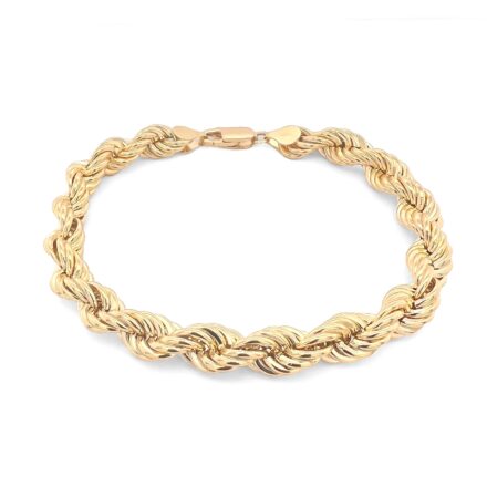 9k Yellow Gold Rope bracelets, 8 mm wide, with a safety lobster clasp