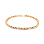 9k Yellow Gold Semi Solid Rope Bracelet - 3.5 mm