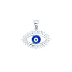 925 Sterling Silver Against All Eye Pendant - 24x22 mm