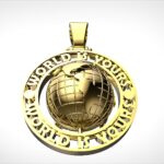 9k Yellow Gold Solid Spinning The World Is Yours Pendant - Image 2