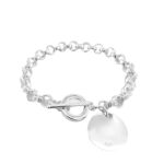 925 Sterling Silver T-Bar Belcher Bracelet Circle Charm - 8 mm
