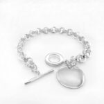 925 Sterling Silver T-Bar Belcher Bracelet Circle Charm - 8 mm - Image 2
