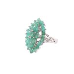 925 Sterling Silver Emerald Cluster Ring - 3.15 ct