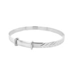 925 Sterling Silver Kids Arrow Patterned Expandable Bangle - 4 mm - Image 3