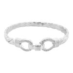 925 sterling silver double hook horse shoe bangle for women and men with stones.