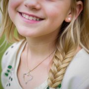 Girl with Diamond heart pendant and chain