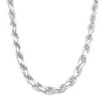 925 Sterling Silver Diamond Cut Rope Chain - 7 mm