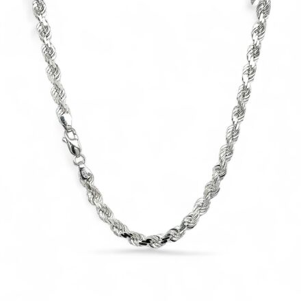 925 sterling silver diamond cut rope chain in 5 mm wide.
