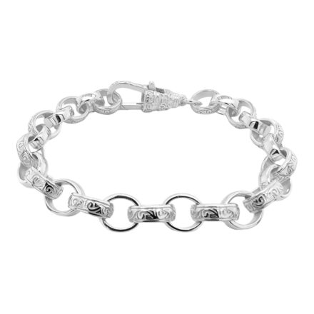 925 sterling silver belcher bracelet 7 mm wide pattern and plain links for men and women and kids.
