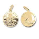 9k Yellow Gold Double Sided Patterned ST.Christopher Pendant - Image 2
