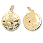 9k Yellow Gold Double Sided Patterned ST.Christopher Pendant - Image 3