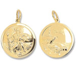 9k Yellow Gold Double Sided Patterned ST.Christopher Pendant - Image 4
