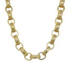 Sterling Silver 18k Yellow Gold Plated Plain and Patterned Oval Shaped Belcher Chain – 11 mm