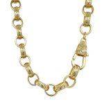 Sterling Silver 18k Yellow Gold Plated Plain and Patterned Oval Shaped Belcher Chain – 11 mm - Image 2
