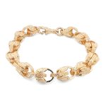 9k Yellow Gold Chunky Patterned Tulip Bracelet - 11 mm