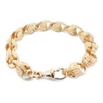 9k Yellow Gold Chunky Patterned Tulip Bracelet - 11 mm - Image 2
