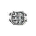 Mens Iced Out Ring with Baguette stone setting on signet ring