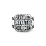 Mens Iced Out Ring with Baguette stone setting on signet ring
