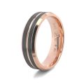9k Rose Gold and 18k Rose Gold with Two Zirconium Lines Wedding Band Ring.