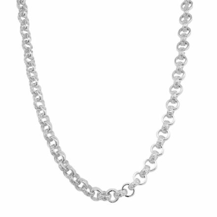 Sterling silver belcher chain 6 mm wide with patterned and plain links solid and hallmarked.
