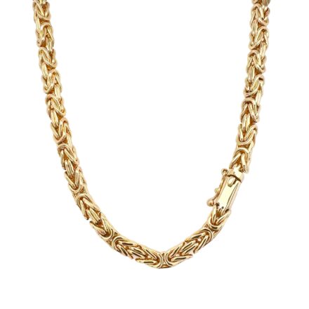 Solid Square Byzantine 9k Yellow Gold Chain 5 mm wide with box clasp.
