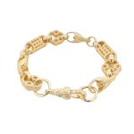Solid 9k Yellow Gold Stars and bars tulip design bracelet.