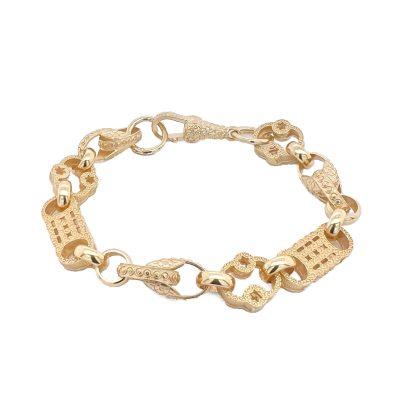 9k Yellow Gold Start and bars tulip bracelet in 7.5 mm width. Solid UK hallmarked.