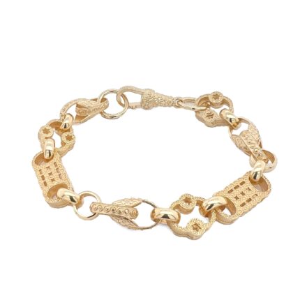 9k Yellow Gold Start and bars tulip bracelet in 7.5 mm width. Solid UK hallmarked.