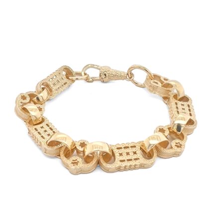 Stars and bars bracelet in 9k yellow gold 7.5 mm width.