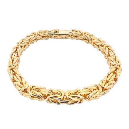 9k Yellow Gold solid and heavy square byzantine bracelet with 2 step safety box clasp.