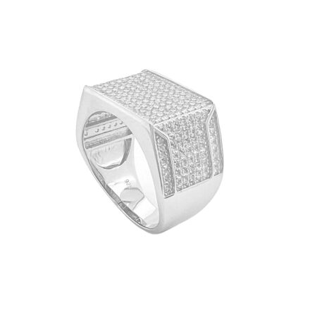Mens Sterling Silver stone set cz cubic zirconia stones.