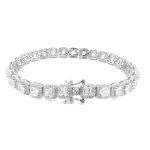 Cluster set tennis bracelet square styled.