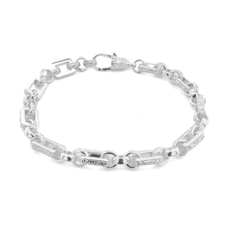 925 sterling Silver Gypsy link square styled belcher bracelet.
