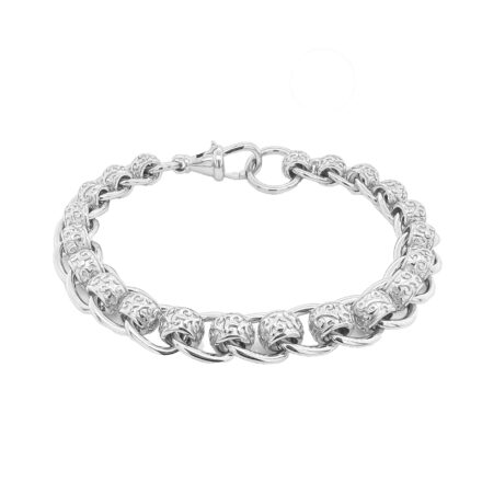 925 sterling silver Rollerball solid bracelet. The links are diamond cut and thick.