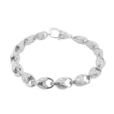 925 sterling silver 9 mm wide patterned tulip bracelet.